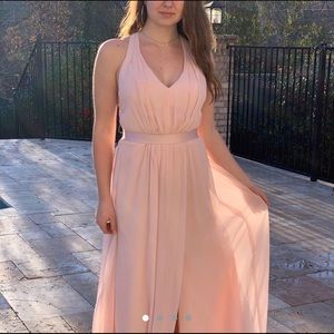 pale pink vera wang gown with slit
